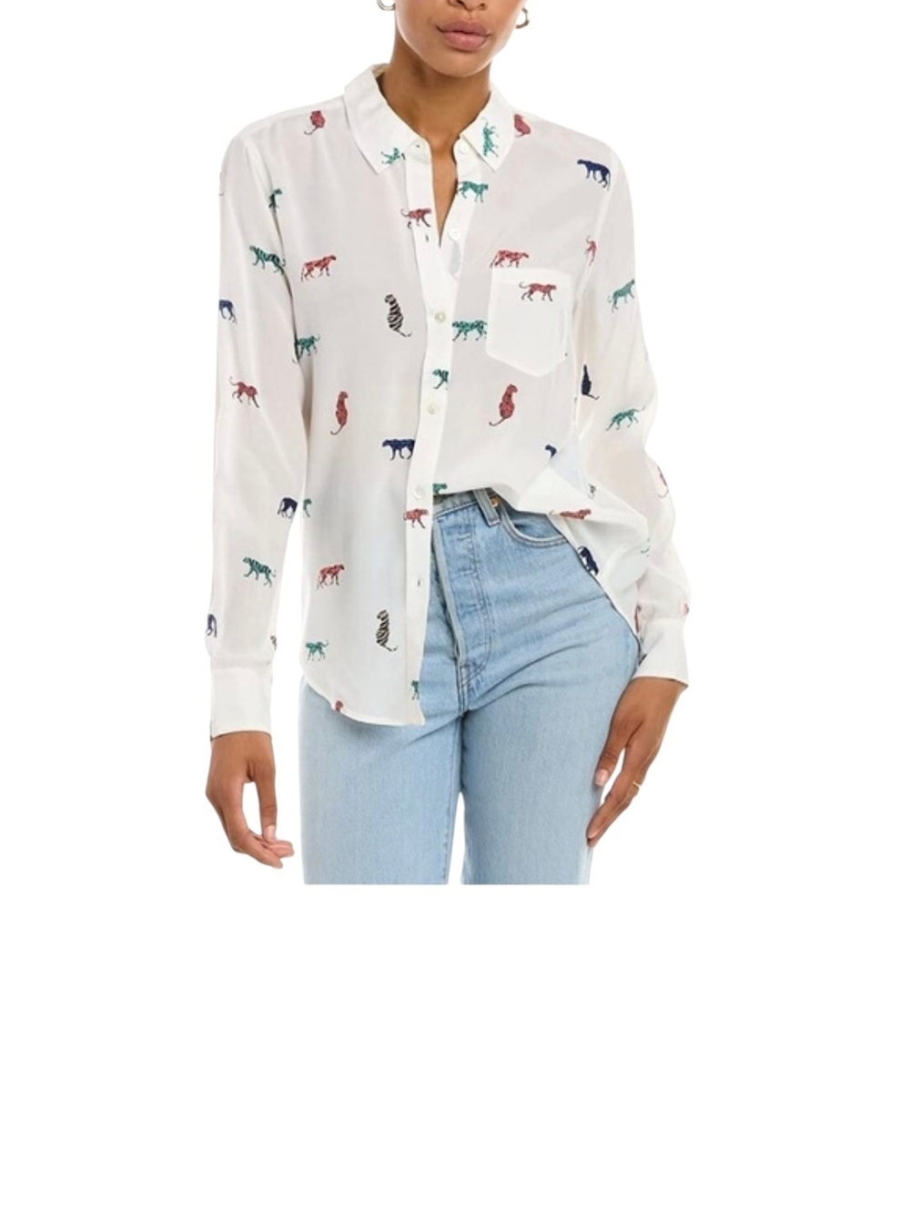 Rails Kathryn White Multi-Color Animal Print Shirt - Classic Button-Up